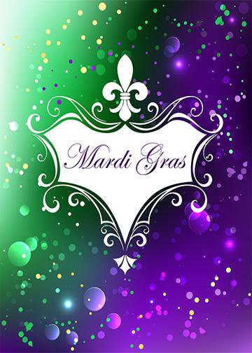 DoorFoto Door Cover Mardi Gras on Purple Green Background