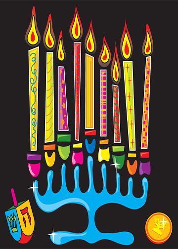 DoorFoto Door Cover Colorful Menorah Candles