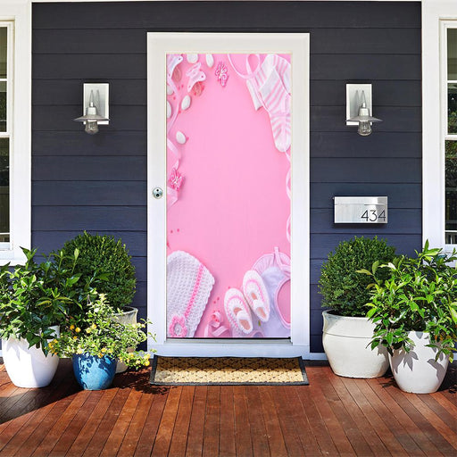 DoorFoto Door Cover Customizable - Baby Pink Background