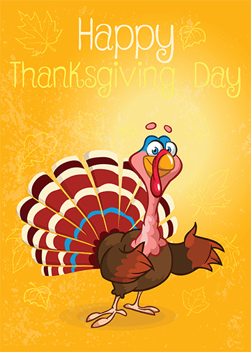 DoorFoto Door Cover Thanksgiving Turkey Cartoon