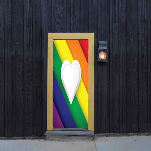 DoorFoto Door Cover LGBT Rainbow Flag with Heart