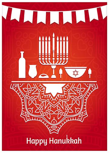 DoorFoto Door Cover Happy Hanukkah Red Background