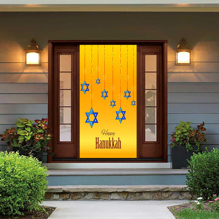 DoorFoto Door Cover Happy Hanukkah Star of David