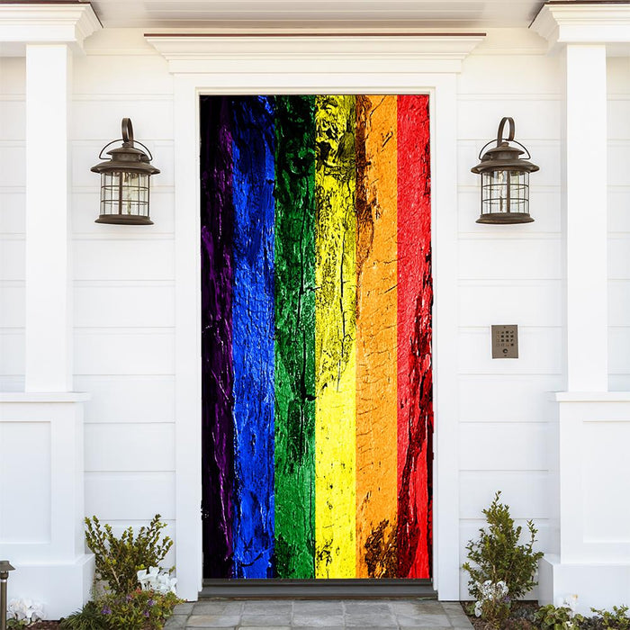 DoorFoto Door Cover Customizable - Grunge Gay Pride Flag