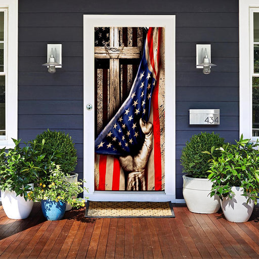 DoorFoto Door Cover American Cross