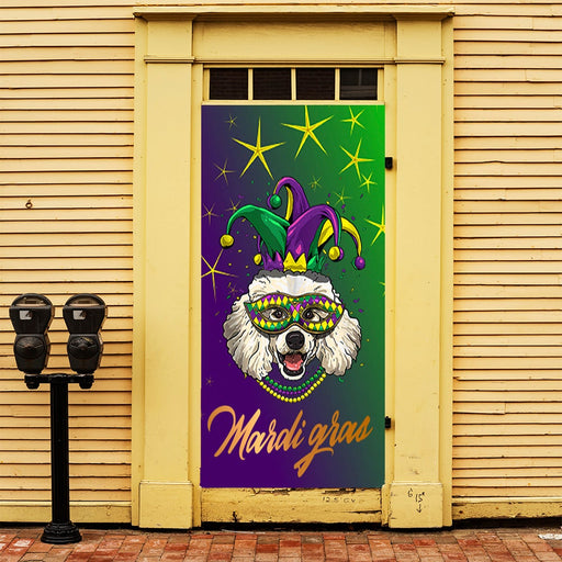 DoorFoto Door Cover Mardi Gras Dog