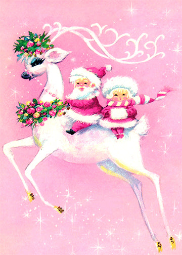 DoorFoto Door Cover Pink Santa