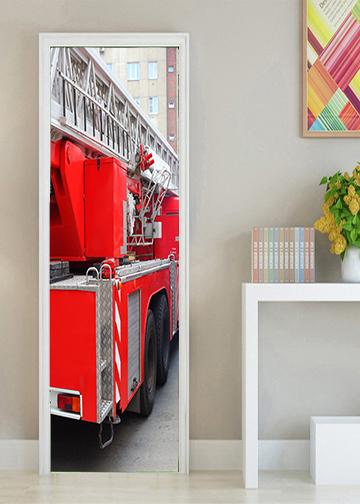 DoorFoto Door Cover Fire Truck Bedroom