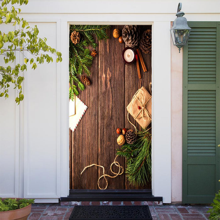 DoorFoto Door Cover Customizable - Christmas Holly