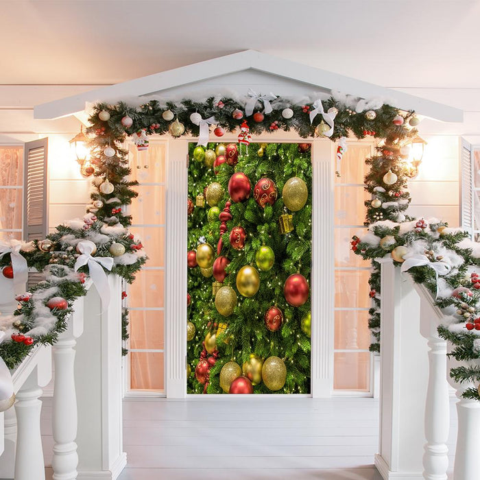 DoorFoto Door Cover Christmas Tree Balls