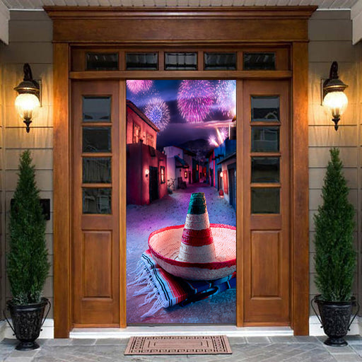 Cinco De Mayo decorations on a wooden door