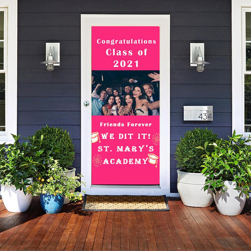 DoorFoto Door Cover Customizable - Graduation Pennant Banner