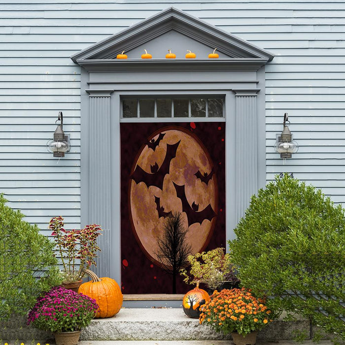 DoorFoto Door Cover Full Moon Bats