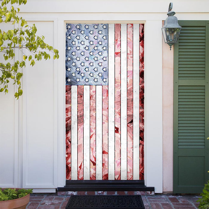 DoorFoto Door Cover Whitewashed American Flag