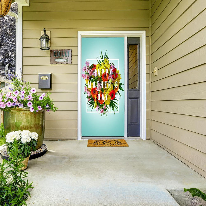 DoorFoto Door Cover Happy Mother's Day With Flowers