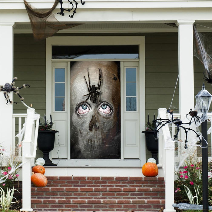 DoorFoto Door Cover Skeleton Halloween Decor